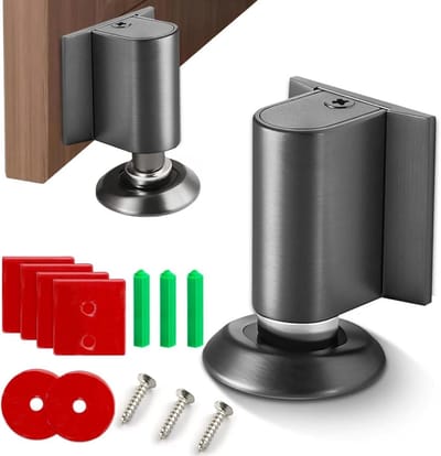 Magnetische Deurstopper - Deurhouder Deurvanger - Deuren Open Houden - Zware Vloermontage - Verstelbare Hoogte - Zilverkleurig