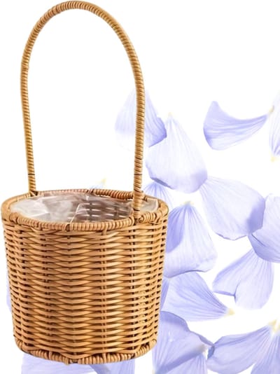Livano Bloemenmandje Bruiloft - Strooimandje - Huwelijk - Bruidsmeisje - 15cm - Cirkel