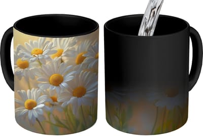 Magische Mok - Foto op Warmte Mokken - Koffiemok - Madeliefjes - Wit - Zonlicht - Magic Mok - Beker - 350 ML - Theemok