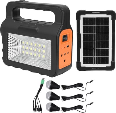 Draagbare Zonnegenerator - Energiecentrale Camping - Buitenverlichting Nood - Ingebouwde 6000mAh Batterij - 26 x 21 x 10 cm - Zwart