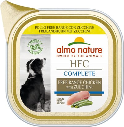 10x Almo Nature HFC Complete vrije uitloopkip natvoer hond 85 g
