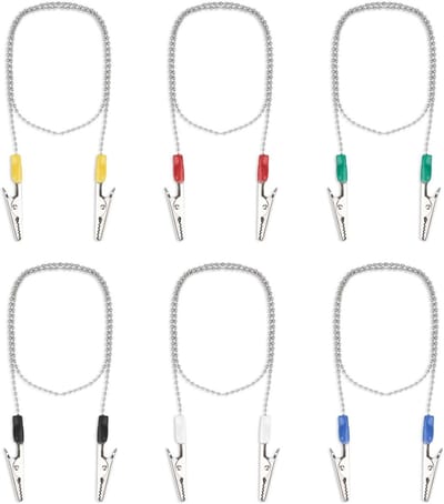 Servetklemmen met Ketting - Verstelbare Klemmen voor Tandartspraktijken - Nekketting-Servethouder - Voor Volwassenen en Kinderen - 6 Kleuren - Handig en Praktisch
