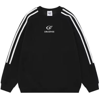 Zoet en Cool Drie-streeps Ronde Hals Sweatshirt voor Dames In Lente en Herfst Los Retro Dun Koppel Lange Mouw Top voor Dames 2XL white