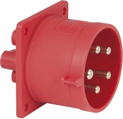 Chassisstekker PCE 913421 CEE 32A 400V 5p Male Rood
