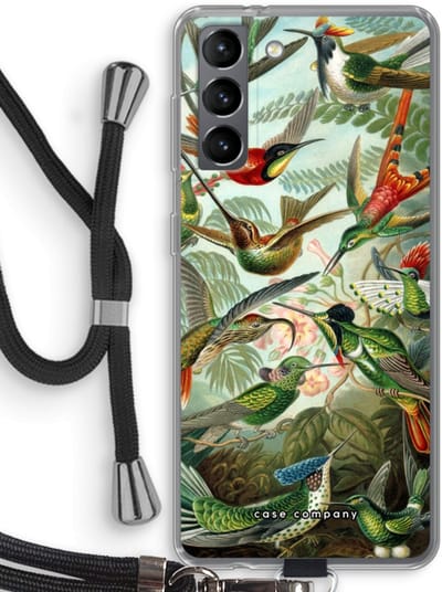 Case Company® - Hoesje met koord geschikt voor Samsung Galaxy S21 hoesje met Koord - Haeckel Trochilidae - Telefoonhoesje met Zwart Koord - Bescherming aan alle Kanten en Over de Schermrand