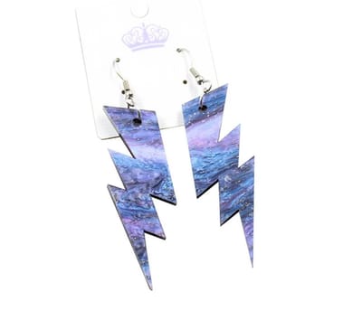 Oorbellen blauwe bliksemschicht- blauw - oorbel- Cadeau- neon blauwe oorbellen neon blauwe oorbellen-Sieraad bliksem oorbellen–blauwe oorbel -foute feest-foute party-carnaval-90s -90´s -dames-kleur-verjaardag-cadeau-neon blauwe oorbel voor meisje