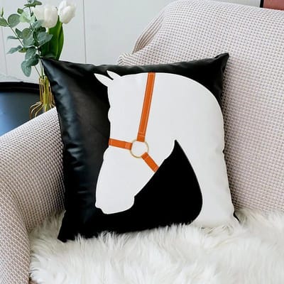 Nordic Luxe PU Lederen Kussensloop Hoge Kwaliteit Paardenhoofd Woonkamer Bank Kussen Modelkamer Kussen Auto Taillekussensloop Pillow Case gray
