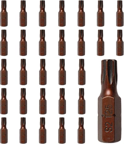 Torx-bitset T25, 30 stuks, 25 mm, 1/4 inch zeskant, S2-staal, gehard staal, voor accuschroevendraaier en boorschroevendraaier, veelzijdige gereedschapsset voor klussen