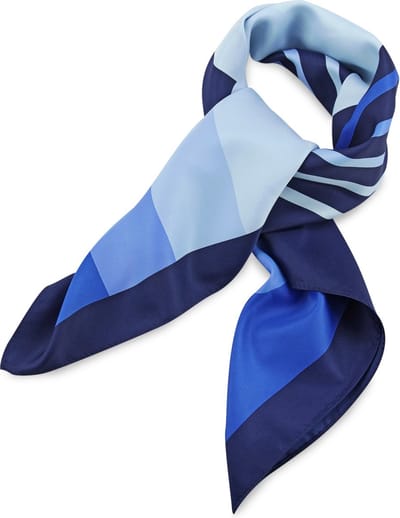 JB Collection - Sjaals - sjaal blauw gestreept vierkant - marineblauw / diverse blauwtinten / wit