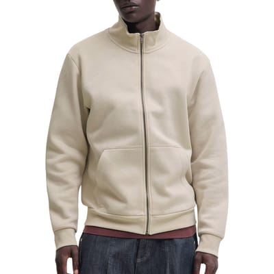 JACK & JONES Bradley sweat ziphigh neck regular fit - heren sweatvest katoenmengsel met opstaande boord met rits - beige (moonbeam)