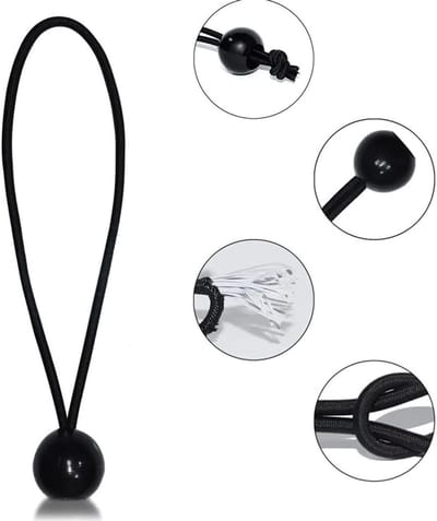 QTTVBTNA -30x Bungee Ballen 15cm – Duurzame UV-bestendige Elastische Spanballen – Zwarte Tarp Ball Bungees voor Zeilen, Partytenten en Zijwanden