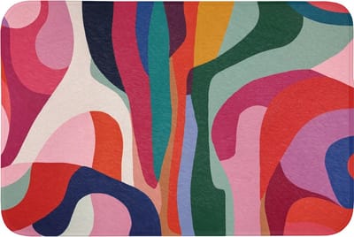 Badmat 90x60 cm - Antislip - Vormen - Bochten - Kleurrijk - Abstract - Badmatten voor badkamer - Badkamermat - Douchemat - Badkamer mat