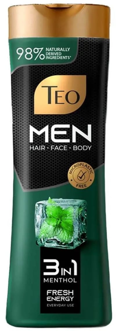 Teo Men Shampoo 3in1 Fresh Energy Shampoo voor mannen mer beschadigd haar - arganolie - ricinus olie 350 ml