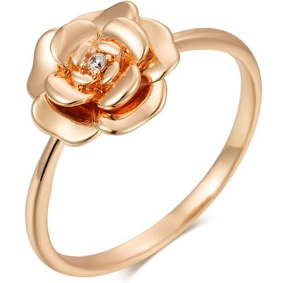 Bagues de Fleurs Créatives en Métal Brillant Pour Femmes Mode Couleur Or Rose Avec Zircon Naturel Bijoux Fins Quotidien Filles 7 beige