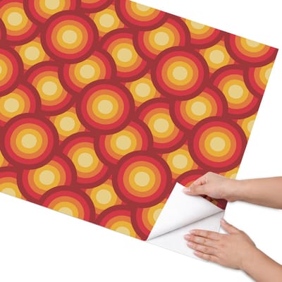 Coloray Meubel Wrap Folie - Rood Meubelfolie - 75x150 cm - Wrapfolie Keuken Kleurrijke cirkels - Decoratiefolie - Retro Meubelfolie - Meubel Wrap Folie - Woonkamer decoratie - Achtergronden en patronen