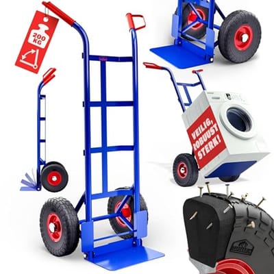Handtruck met Oplopende PU Rubber Banden - Vouwbare 200kg Stalen Transportkar met Beschermplaat
