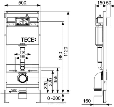Inbouwspoelbak WC Set - Voorwandelement Toilet - Badkamer Installatie - Twee Hoeveelheden Spoeling - Hoogte 1120 mm - Wit