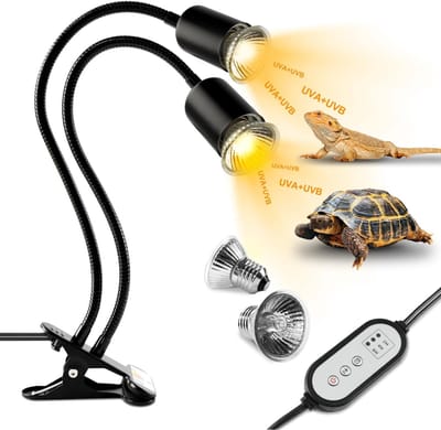 YOR® Warmtelamp Reptielen - Broedlamp met Dimfunctie - met Afstandsbediening - Hot Spot UV Lamp - Twee Lampen - Keramische warmtelamp - Zwart - 11 cm x 1 cm x 35 cm
