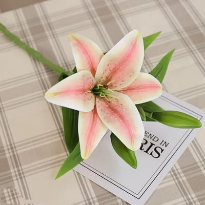Lelie - lichtroze - zijden bloemen - 3 stelen - onderhoudsvrij - 38 cm - kunstbloemen