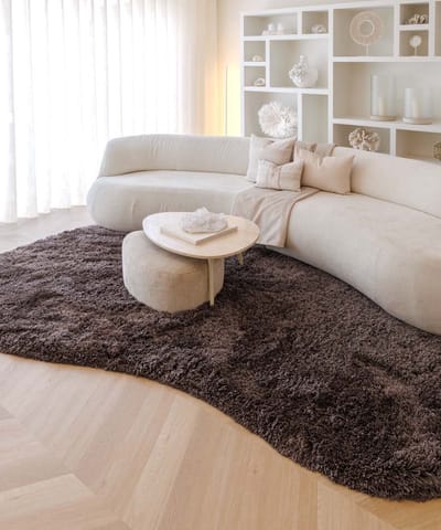Organisch vloerkleed shaggy - Sveve bruin 150x230
