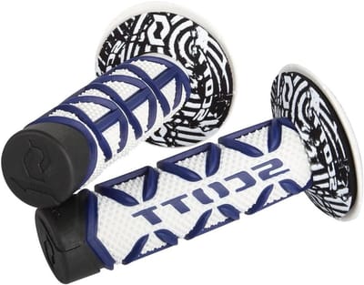 Motorfiets Handvatten - Handgrepen - Comfortabel Rijden - Trillingsdempend Patroon - 24cm - Blauw Wit