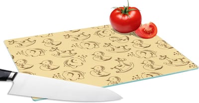 Glazen Snijplank - 28x20 - Speelgoed - Dieren - Hobbelpaard - Patroon - Snijplanken Glas
