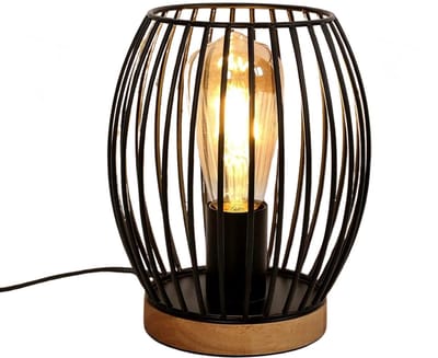Stervia Tafellamp - Tafellamp Industrieel - Kooilamp - E27 Fitting - Zwart - 12 x 21 cm
