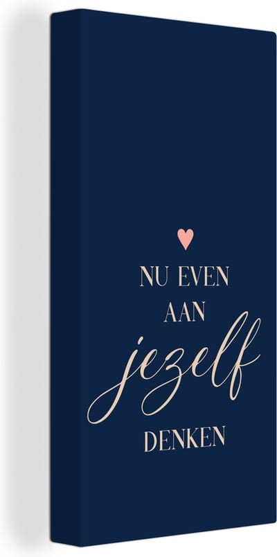 Canvas Schilderij Beterschap - Quote - Hart - Denken - 20x40 cm - Wanddecoratie