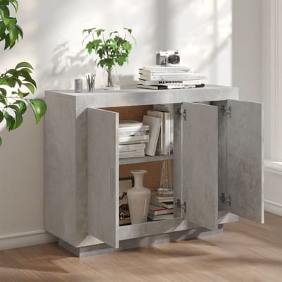 vidaXL - Dressoir - 92x35x75 - cm - bewerkt - hout - betongrijs