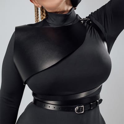 Punk PU Leer Lichaamsharnas Riem, Verstelbare Mode Borstband, Harajuku Stijl PU Leer Harness Riem Voor Vrouwen. black