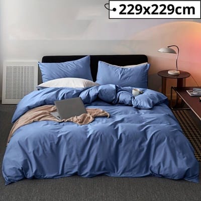 Bovista Zacht Dekbed - Dekbedovertrek Inclusief 2x Kussensloop - Beddengoed - 229x229cm - Blauw