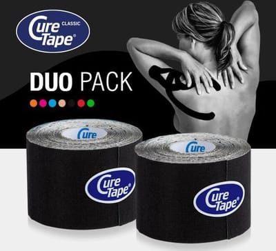 CureTape® Classic voordeelset - Zwart - Kinesiotape – 2 rollen - 5cm x 5m - Elastische tape - FysioTape - Kinesiologie Tape - Cure Tape