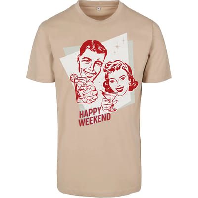 Urban Classics - Happy Weekend Dames T-shirt - XS - Creme