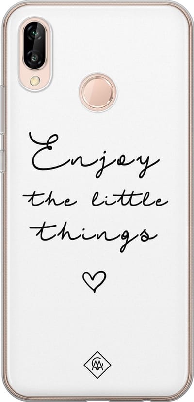 Casimoda® hoesje - Geschikt voor Huawei P20 Lite (2018) - Enjoy Life - Siliconen/TPU - Soft Case - Zwart - Tekst