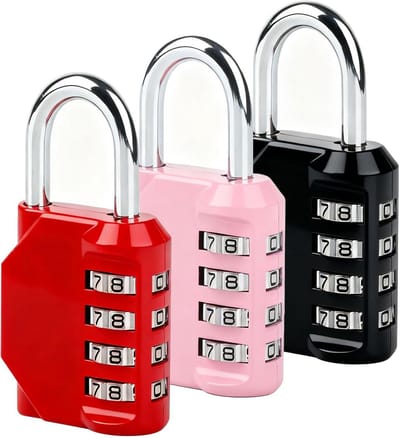Cijferslot Set - Combinatieslot Deur - Veilige Opslag - 4 Cijfer Combinaties - 3 Stuks - Zwart Roze Rood