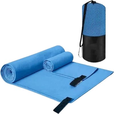 Microvezel handdoek - Sneldrogend strandlaken - Sport en outdoor - Licht en absorberend - 80 x 40 cm - Blauw