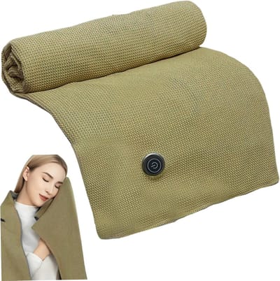 Elektrische deken - 150x80cm - Oplaadbare elektrische deken - Verwarmde deken - USB-aangedreven winterdeken - Draagbare verwarmde omslagdoek - Zachte verwarmde omslagdoek met snoer - Geschikt voor gebruik op kantoor - Groen