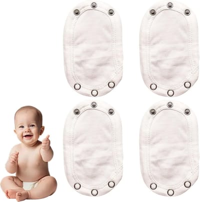 Verstelbare Baby Body Extensie met Dubbele Laag en Drukknopen voor Bodysuits en Luiers - Wit, Comfortabel en Ademend