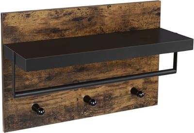 MIRA Home - Wandkapstok- Kapstok - Bruin - Zwart - metaal - 75x19x47