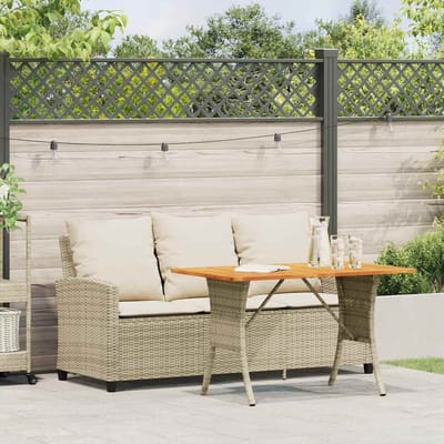 vidaXL - Tuinbank - 3-zits - met - kussens - & - tafel - poly - rattan - beige