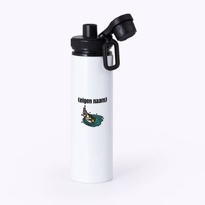 Hacebo® - vis met eigen naam waterfles met draaidop zwart - Vis - vissen liefhebbers - iemand die houdt van vissen - verjaardag - cadeau - kado - geschenk - water fles - 850ML