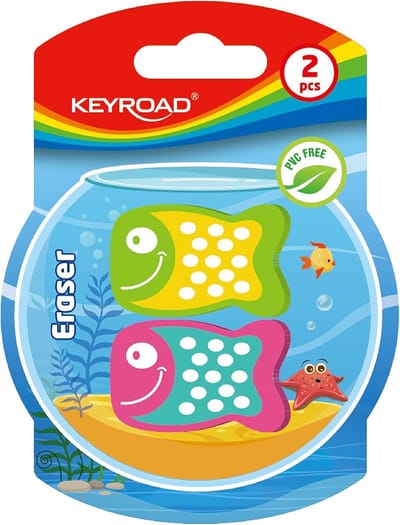SnelShoppen - Gum voor potlood en kleurpotlood - 2 stuks, zachte PVC-vrije gum in mix van kleuren, ideaal voor school en kantoor, universele gum voor
