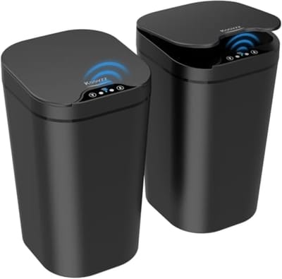 Set van 2 Sensor Afvalemmers 10L Automatisch - Badkamer Prullenbak met Deksel - Elektrisch Handschoen voor Kantoor Slaapkamer Keuken - Zwart
