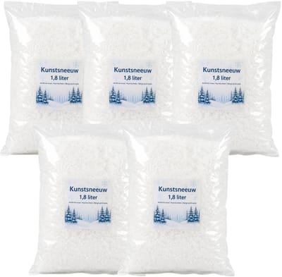 Bellatio Design Kunstsneeuw - 5x - 1.8 liter - wit - in zak - nepsneeuw