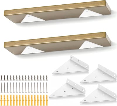 4 Stuks Zwevende Plankdragers, 23 cm, Onzichtbare Driehoekige Wandmontage, Wit, Plankhouder voor Open Planken en DIY Kamers