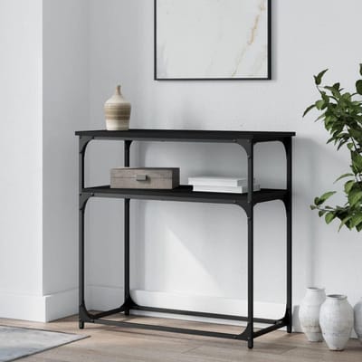 Consoletafel - Halmeubel Entreettafel - Opbergen Woonkamer - Metalen Frame - 75 x 355 x 75 cm - Zwart
