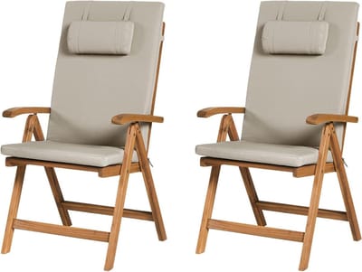 Tuinstoelen set - Klapstoelen met kussens - Buiten Zitten - Inklapbaar acaciahout - Set van 2 - Bruin