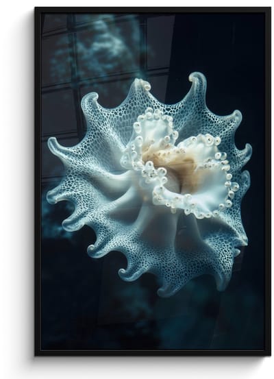 Poster in lijst - Fotolijst 80x120 cm - Posters - Zeewezen - Wit - Golven - Water - Posterlijst zwart - Decoratie - Wanddecoratie woonkamer - Muurdecoratie slaapkamer