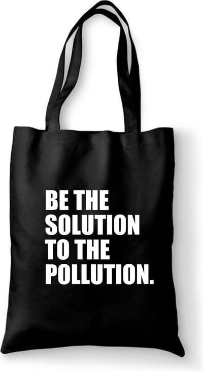 Katoenen tas met tekst Be the solution to the pollution - Sinterklaas cadeautjes - kerstcadeautjes - Sinterklaasgeschenken - Kerstgeschenken - Cadeau vrouw - Cadeau Man
