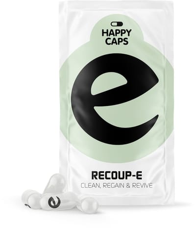 Happy-Caps RECOUP-E | 4-capsules | Voorkom - Herstel - Balans | Voorkom of tackle je Kater | Post-Workout Dip